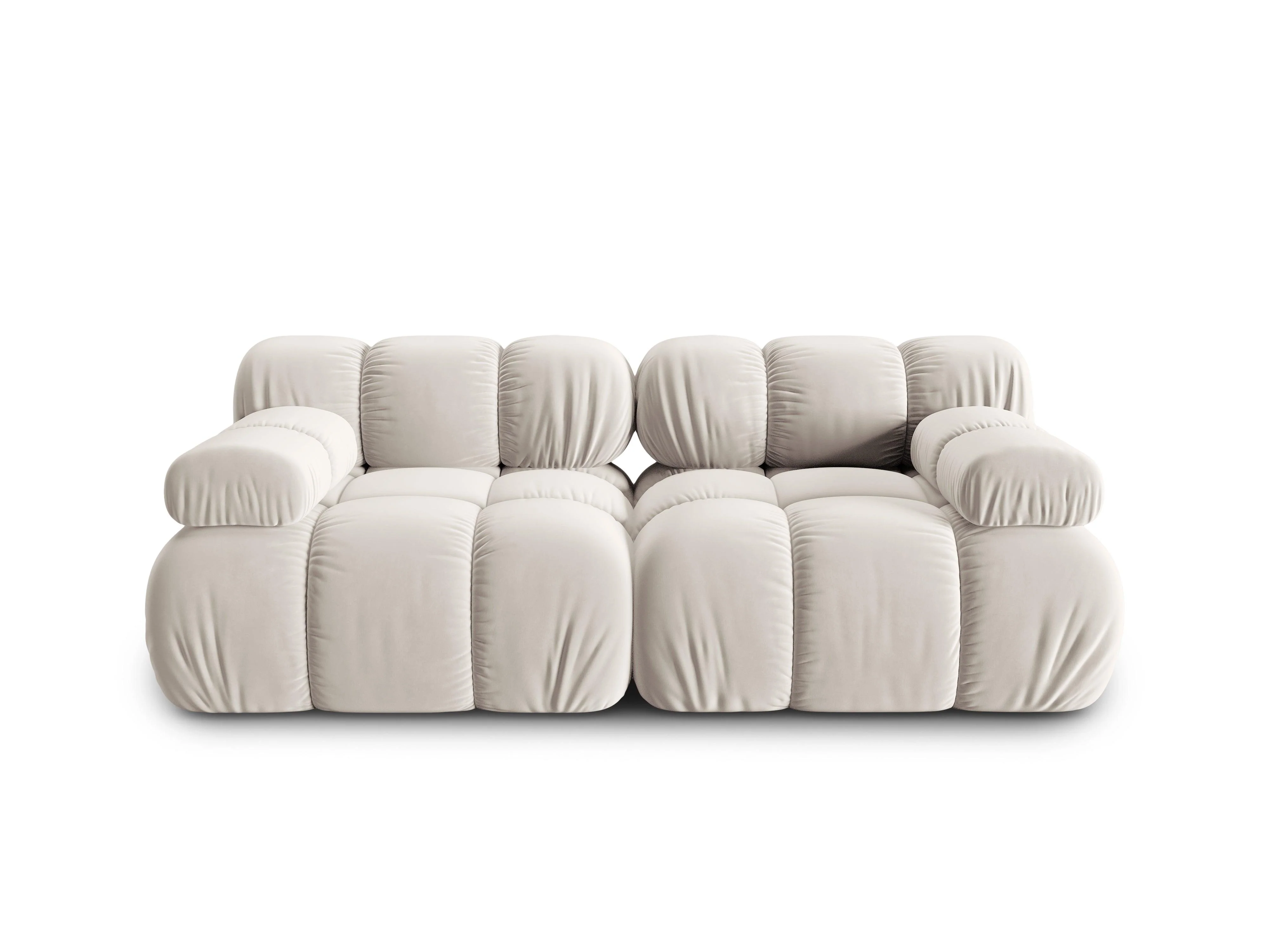 Sofa aksamitna 2-osobowa TROPEA jasnobeżowy - Image 3