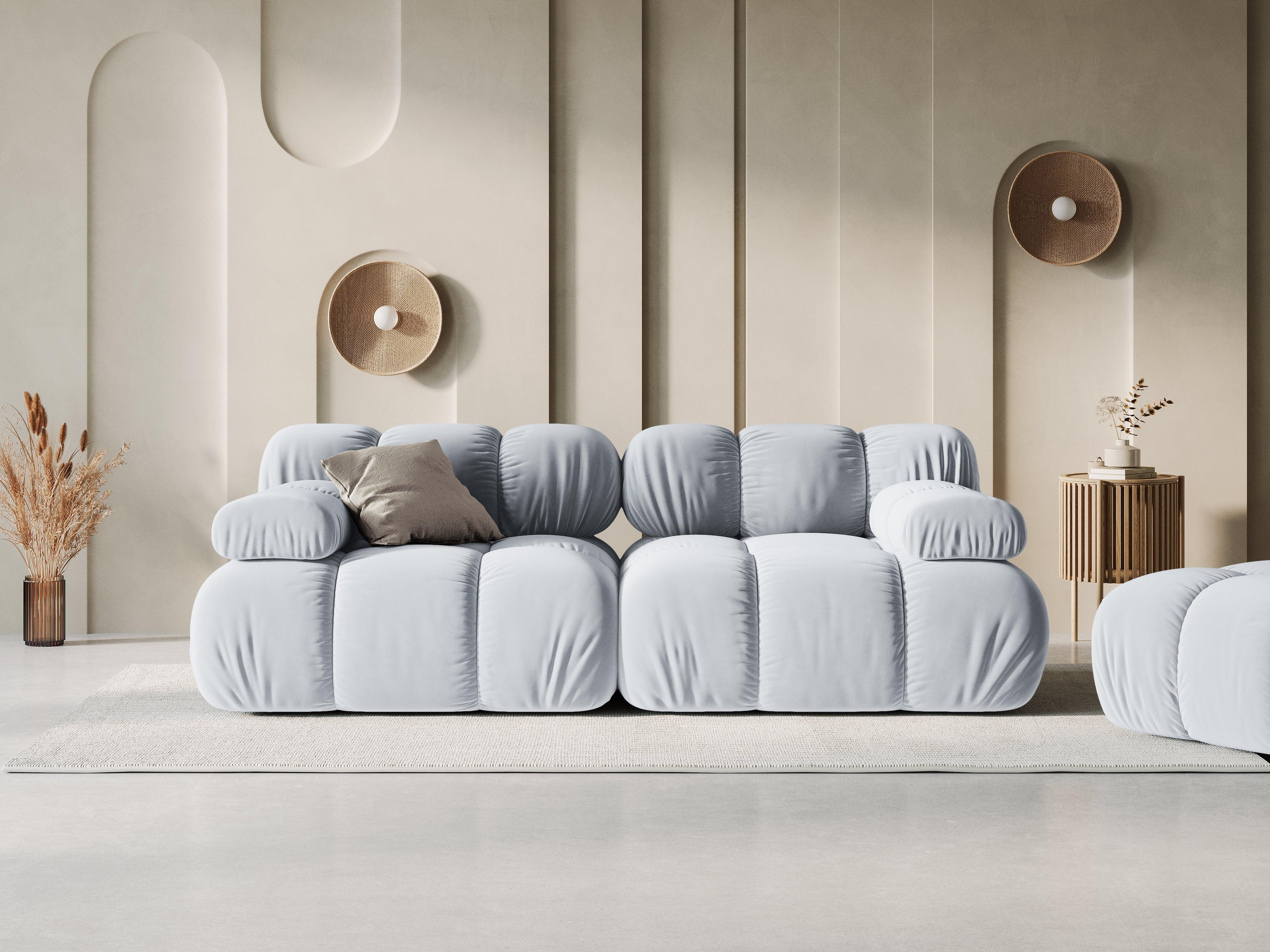 Sofa aksamitna 2-osobowa TROPEA jasnoniebieski - Image 2