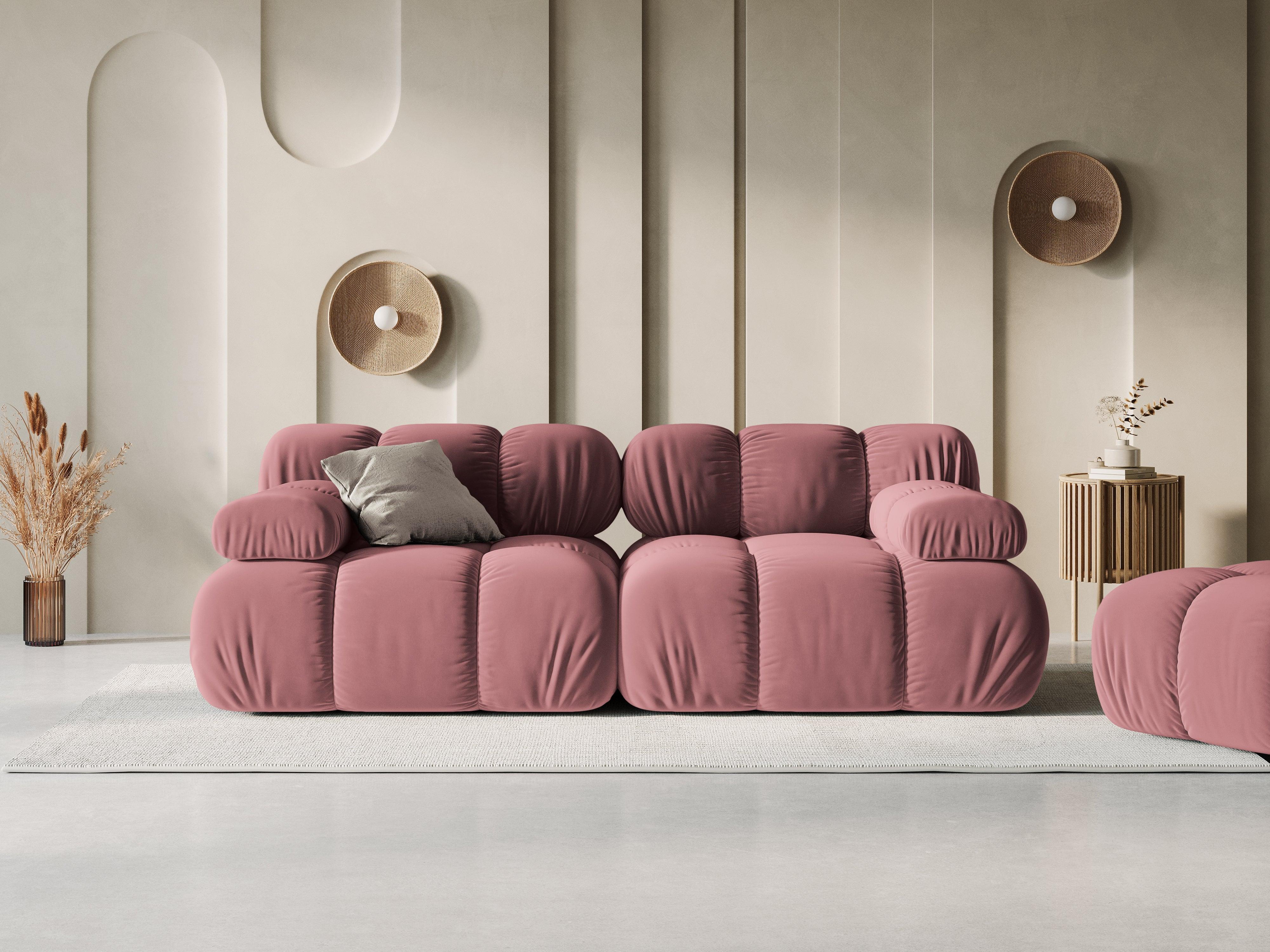 Sofa aksamitna 2-osobowa TROPEA różowy - Image 2