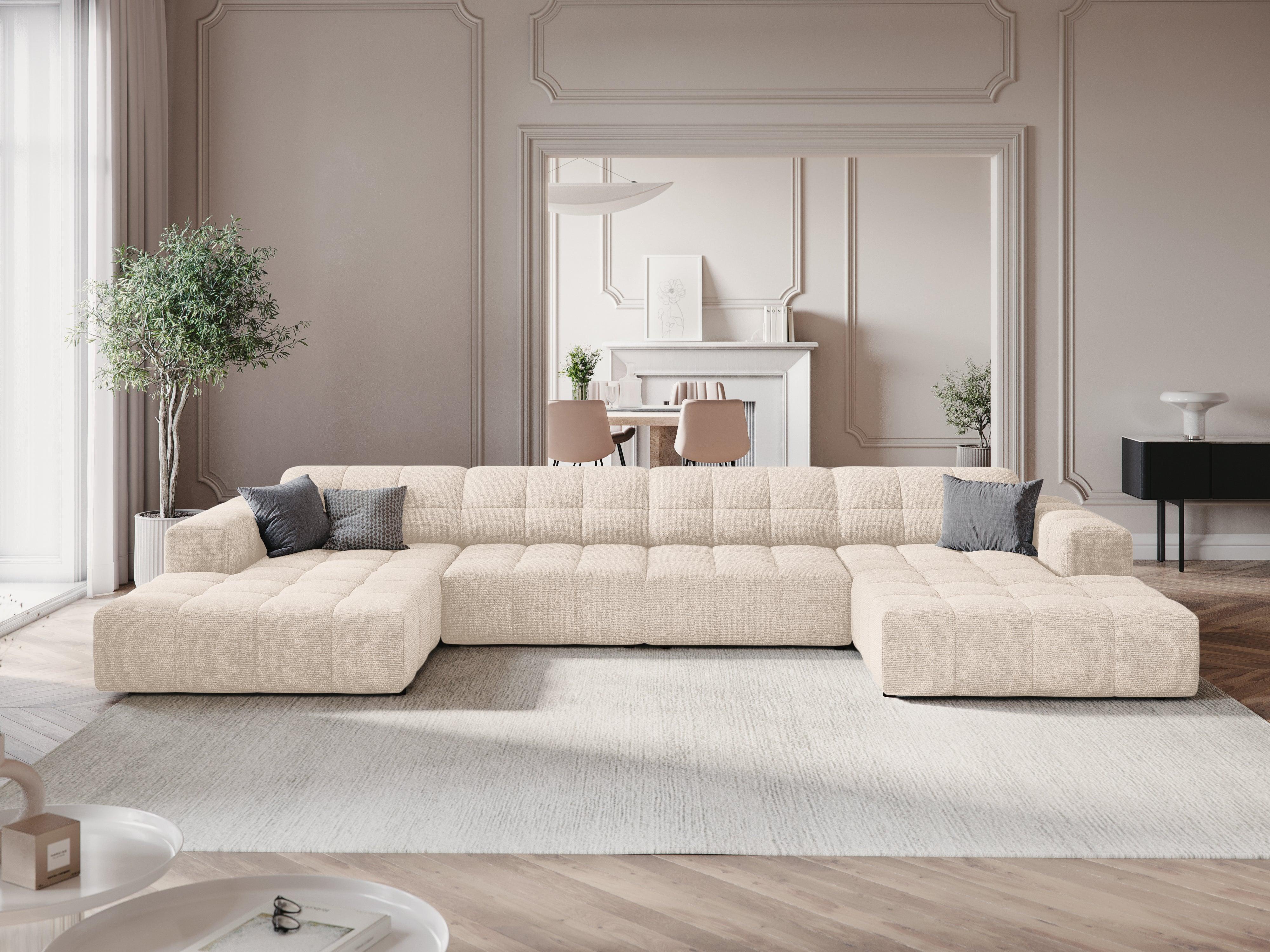 Sofa panoramiczna 6-osobowa CHICAGO jasnobeżowy szenil - Image 2
