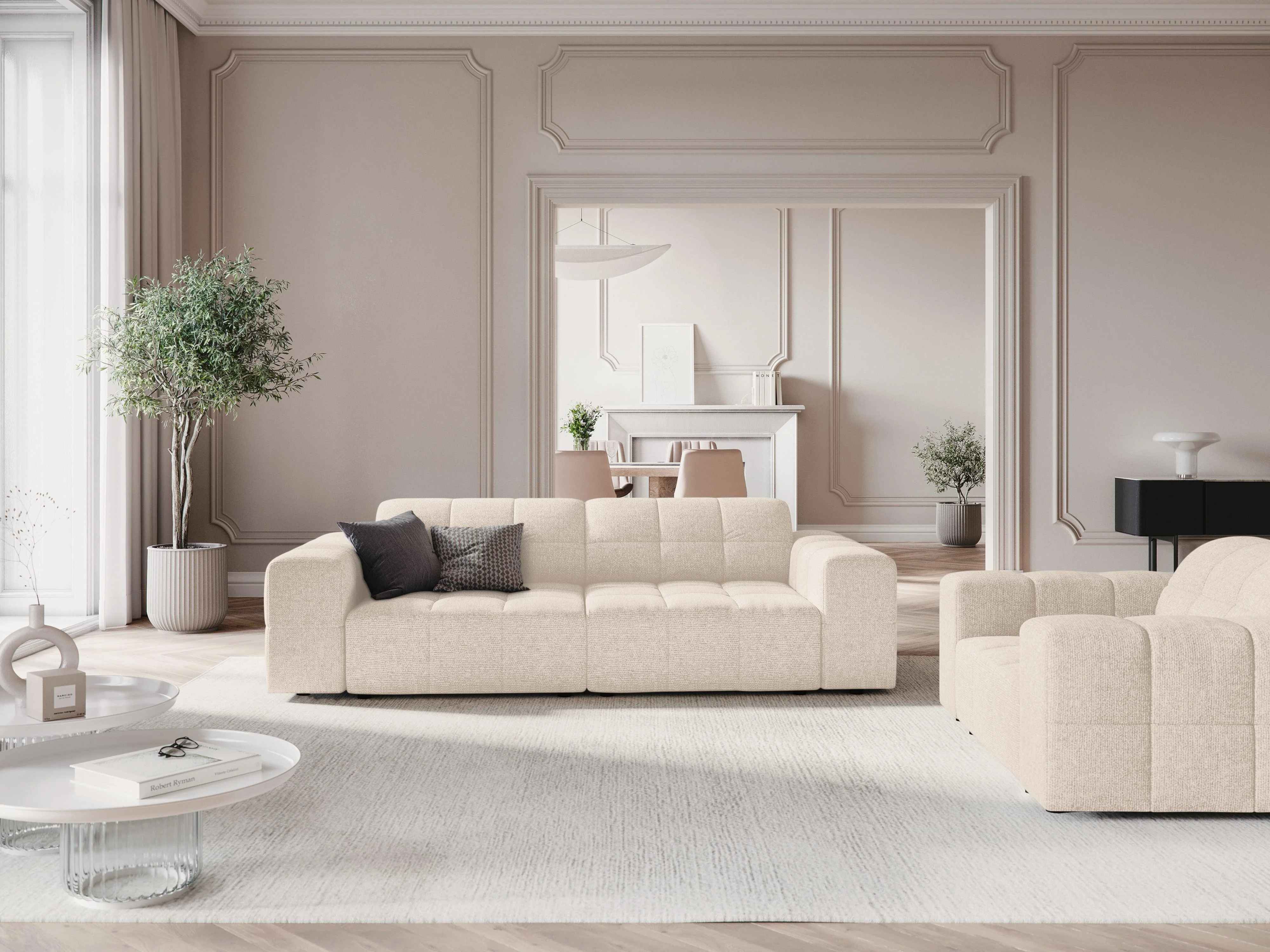 Sofa 3-osobowa CHICAGO jasnobeżowy szenil - Image 2