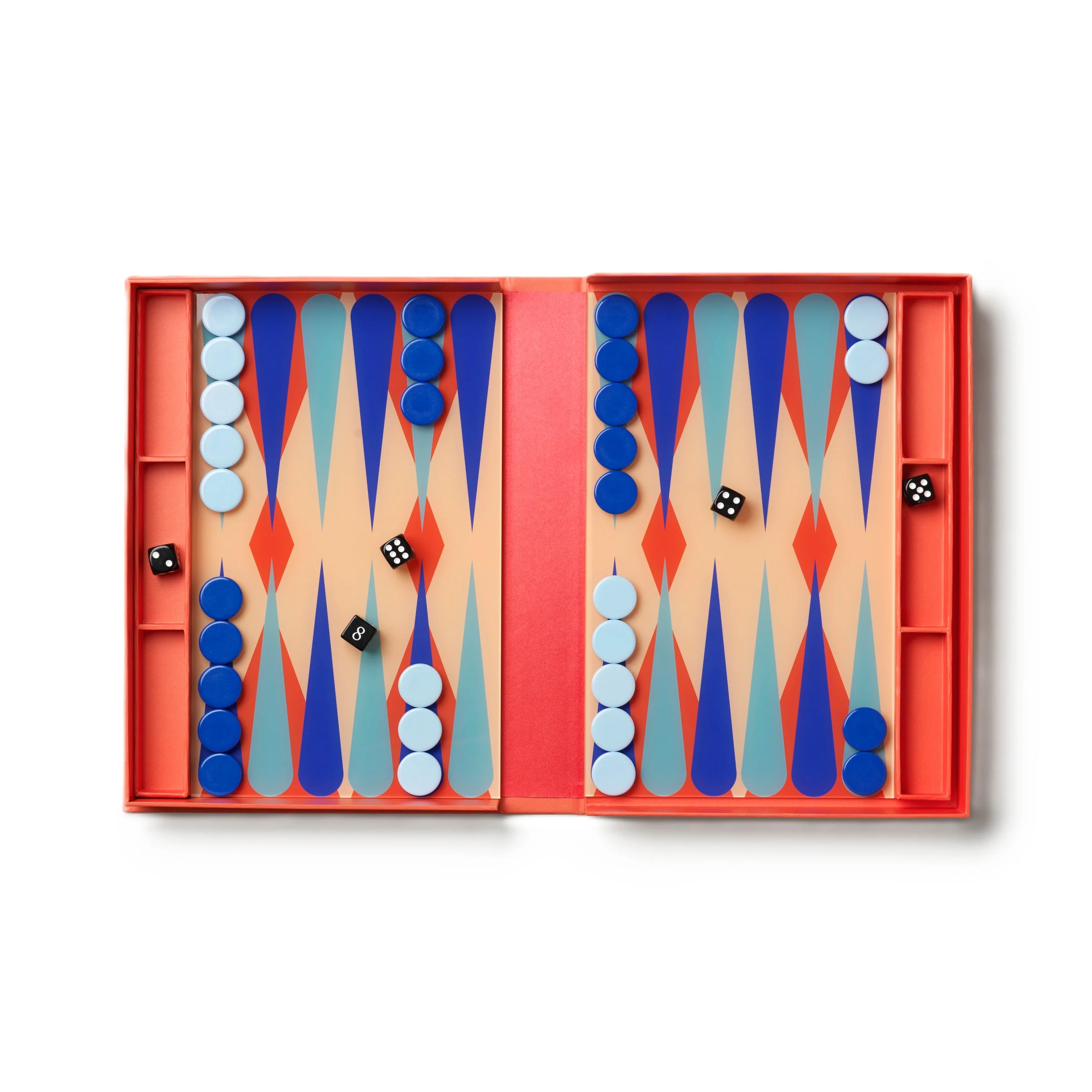 Zestaw do gry w backgammon ART OF BACKGAMMON czerwony z niebieskim