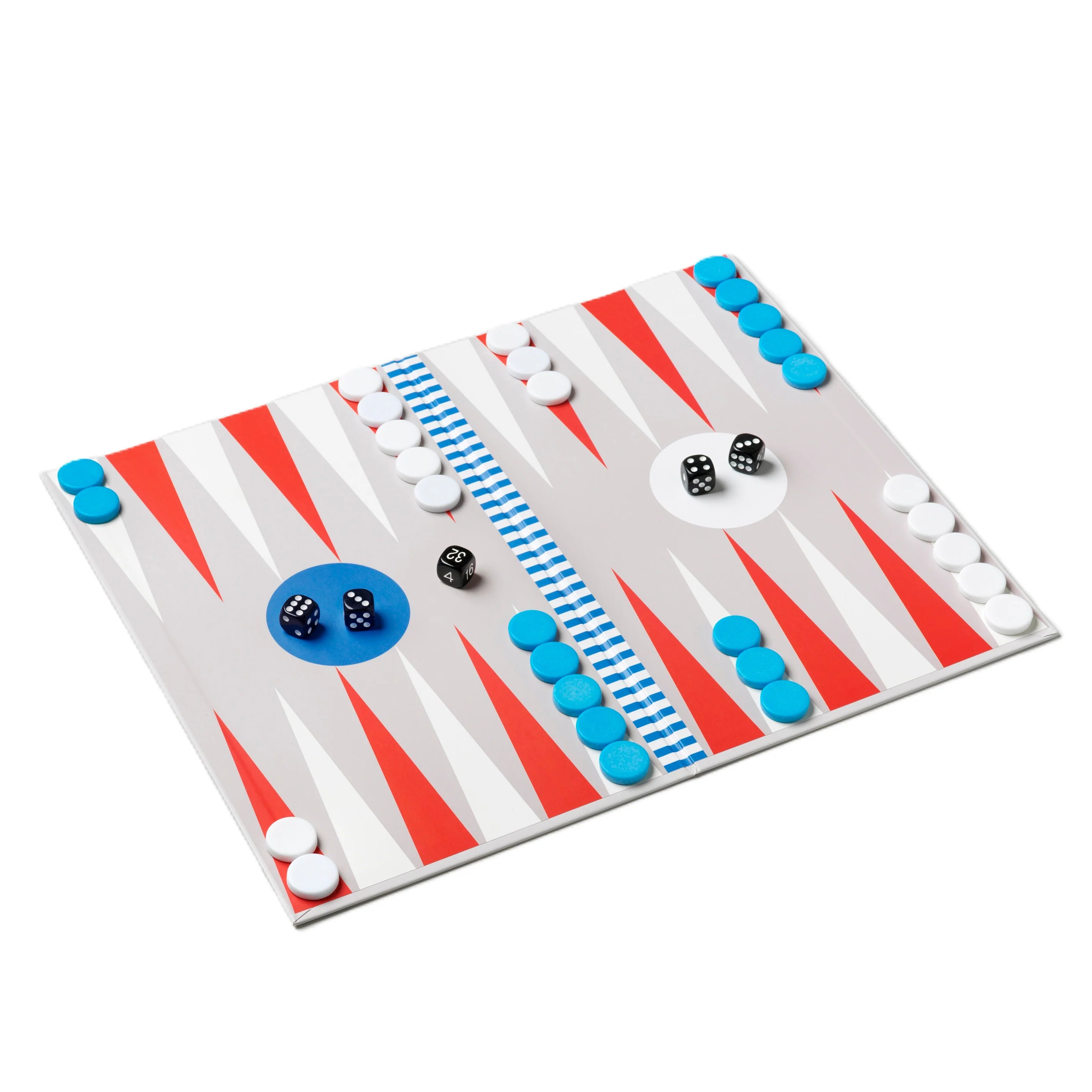 Zestaw do gry w backgammon BACKGAMMON szary z z czerwonym i niebieskim - Image 4