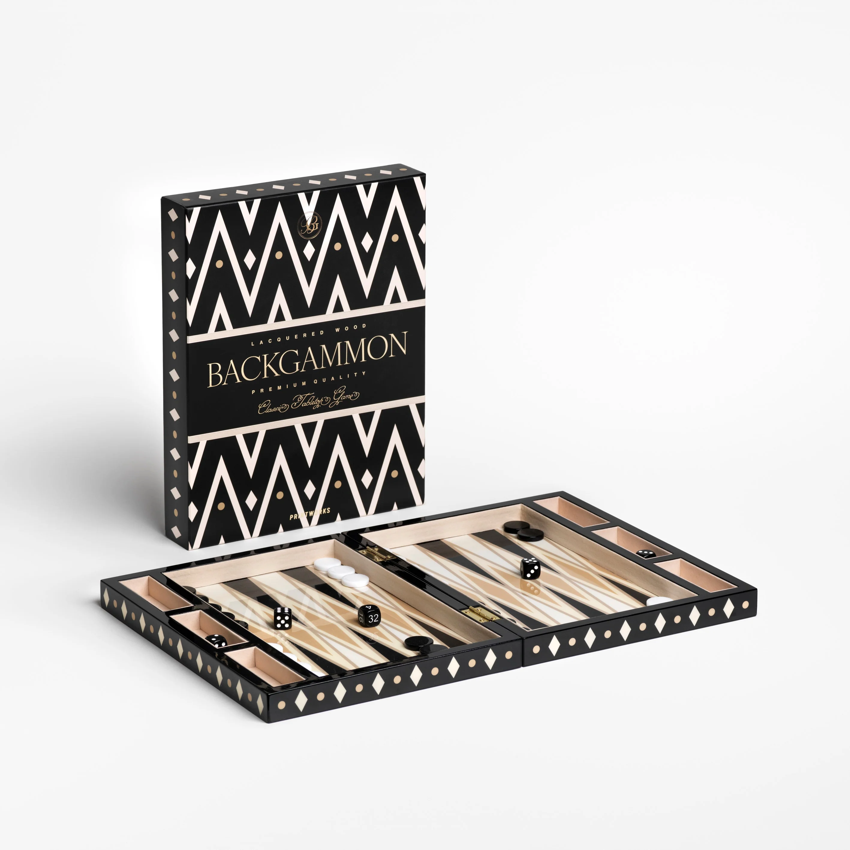 Zestaw do gry w backgammon LACQUERED BACKGAMMON czarny z białym - Image 6