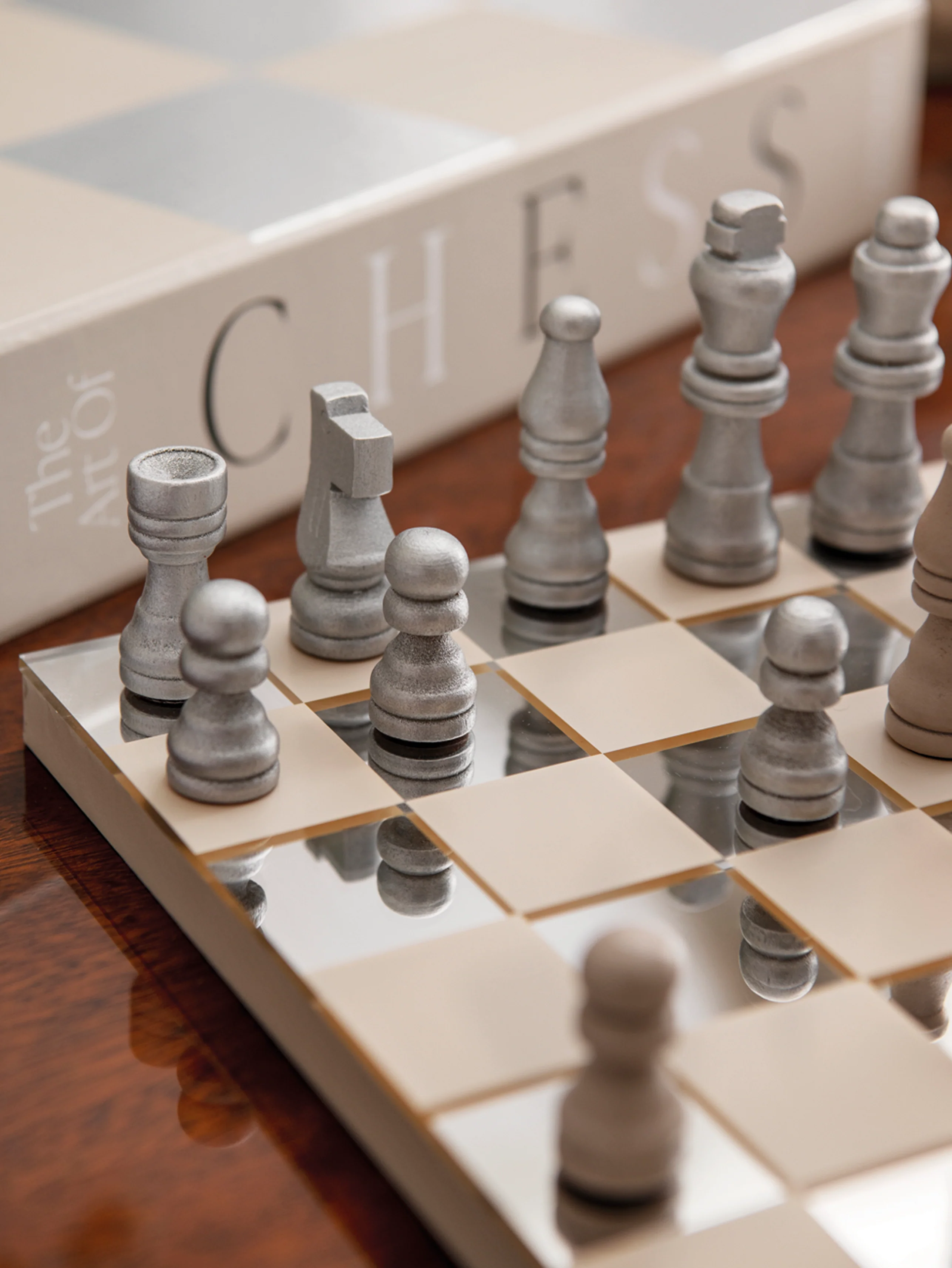 Zestaw do gry w szachy CHESS MIRROR beżowy - Image 7