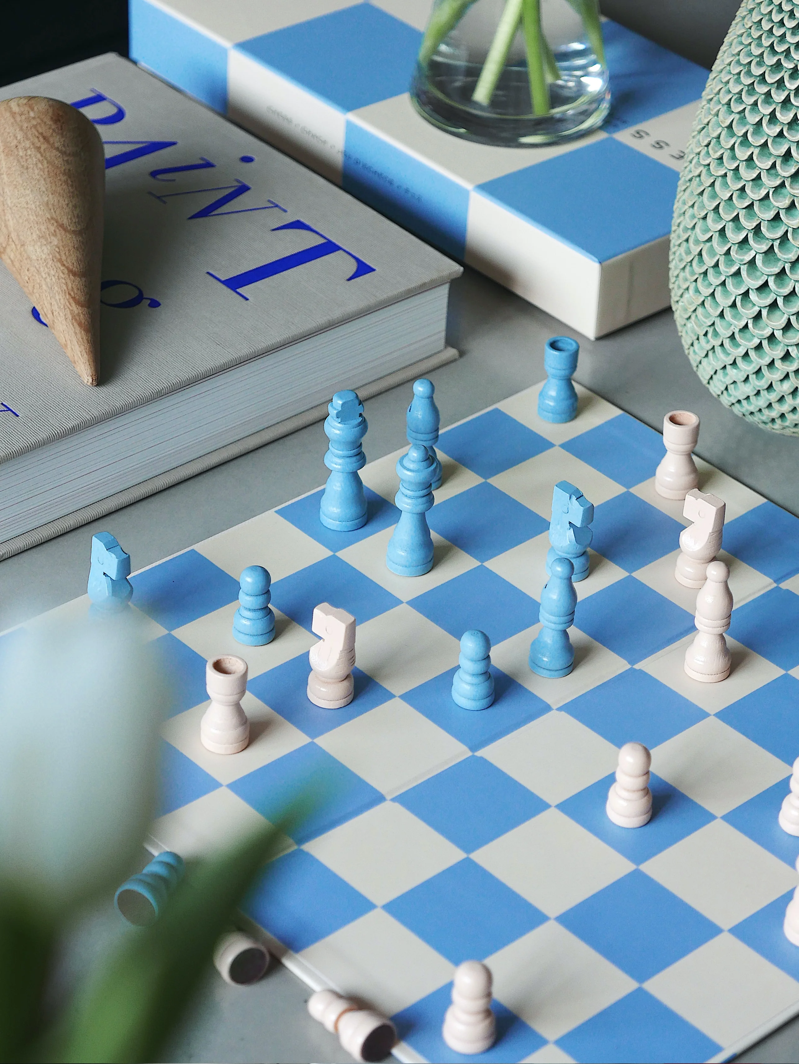 Zestaw do gry w szachy PLAY CHESS niebieski z białym - Image 2