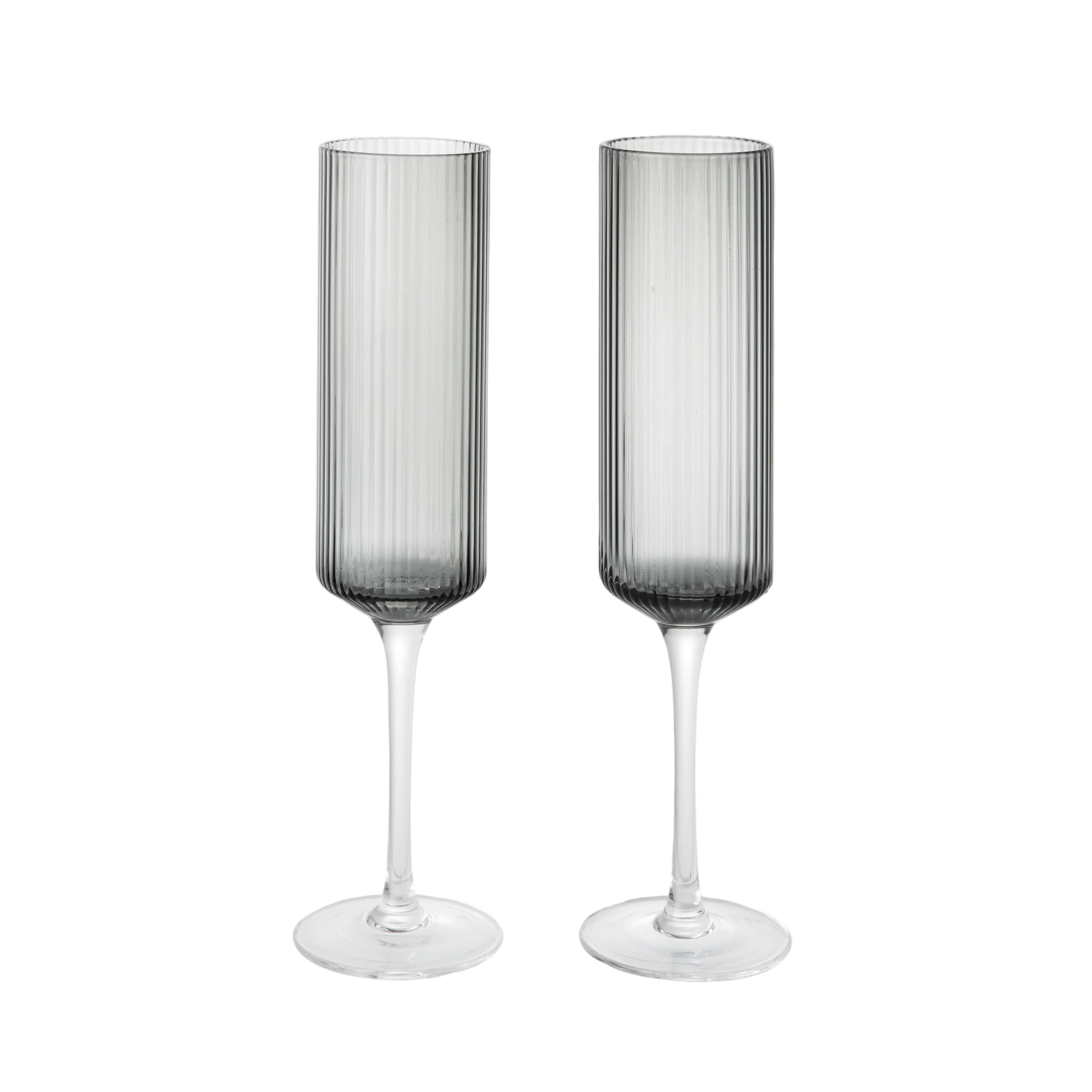 Zestaw kieliszków do szampana RIPPLE FLUTES dymione szkło