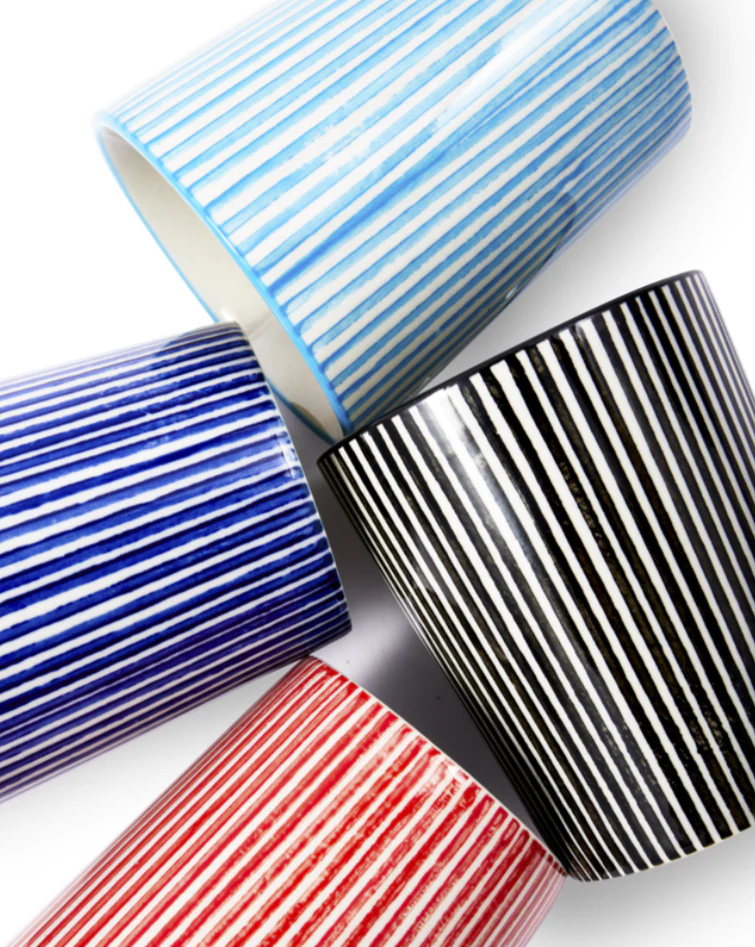Zestaw kubków do kawy MARINE STRIPED kolorowa kamionka - Image 4