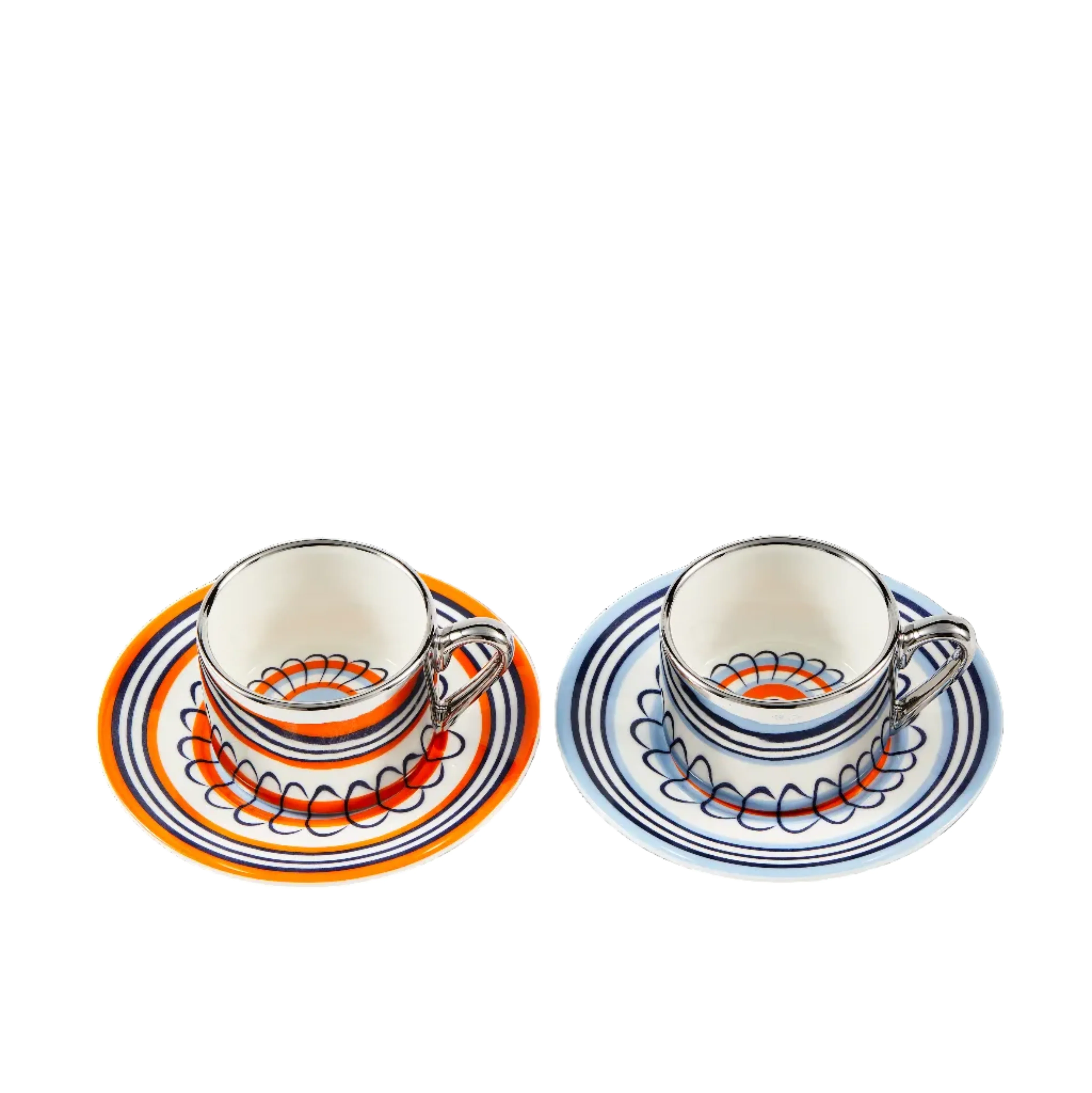 Zestaw filiżanek do espresso FLORAL pomarańczowy i niebieski - Image 3