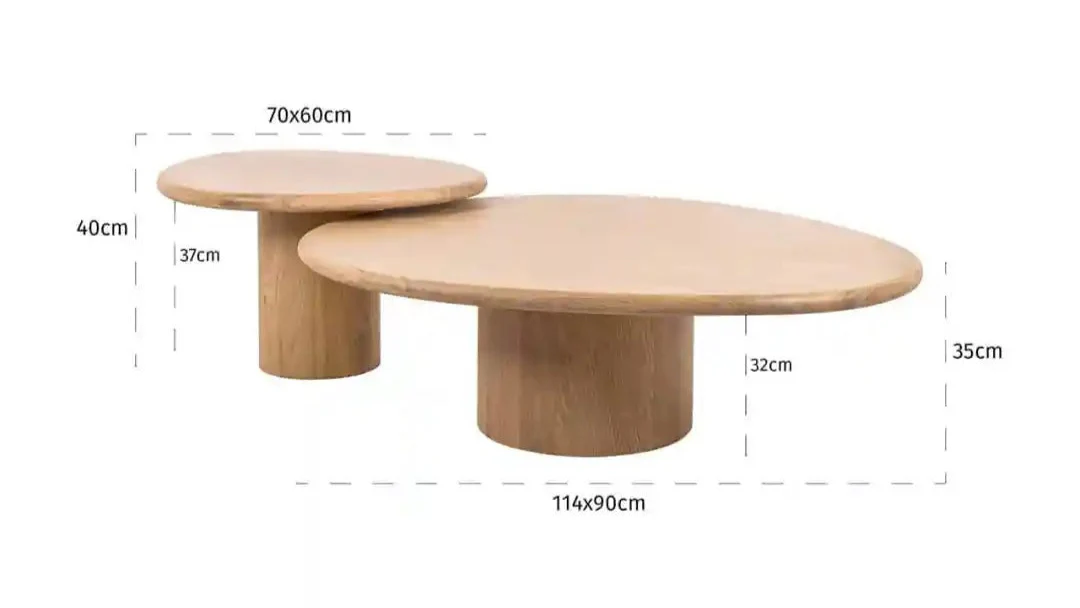 Zestaw stolików kawowych OAKLEY fornir dębowy - Image 11