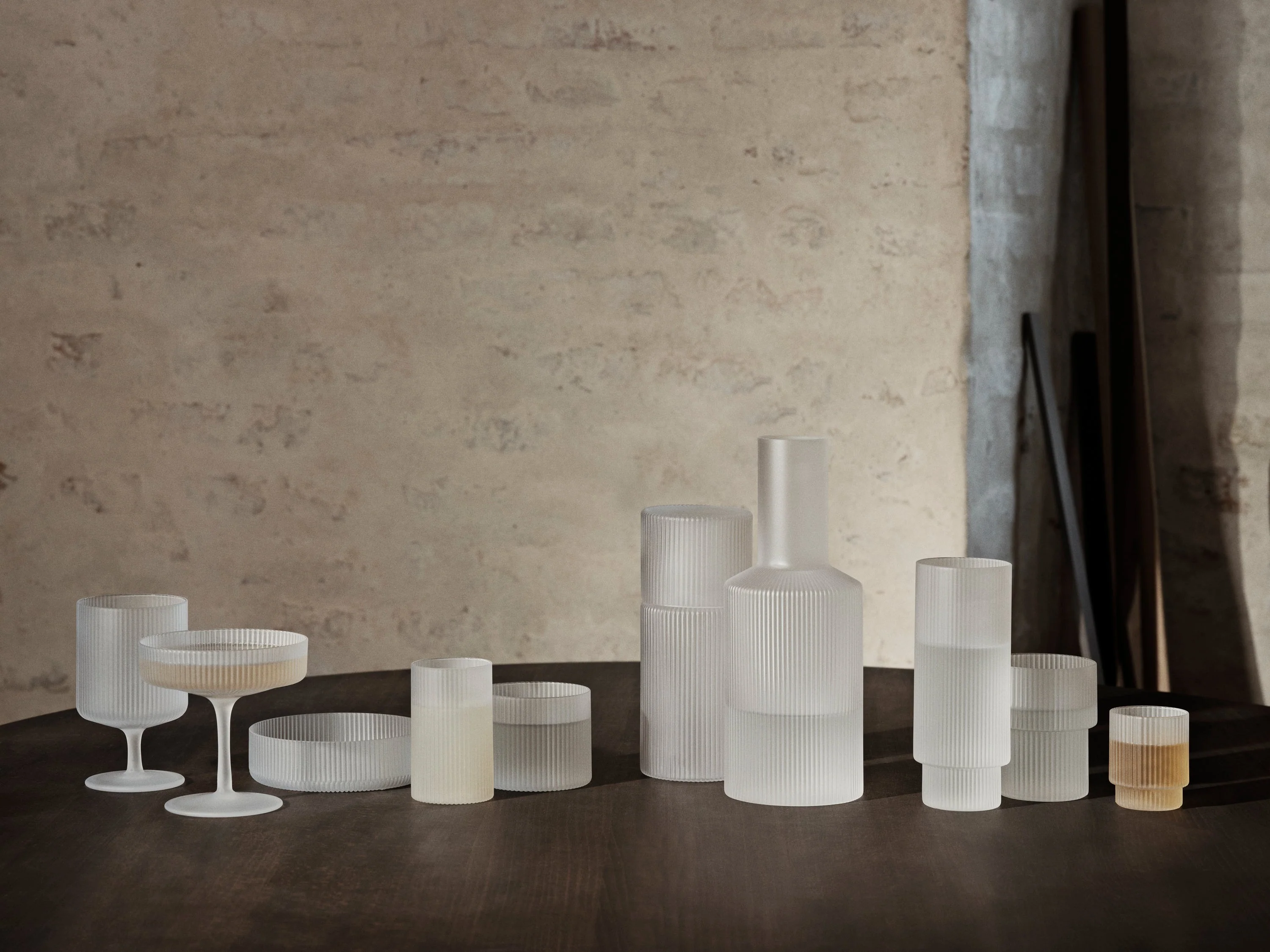Zestaw szklanek RIPPLE VERRINES białe szkło - Image 3