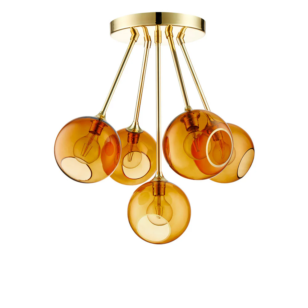 Lampa wisząca BALLROOM MOLECULE bursztynowy ze złotym wykończeniem