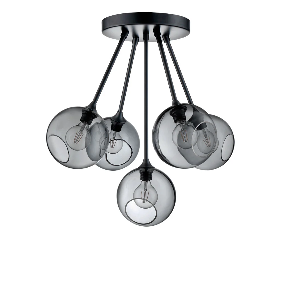 Lampa wisząca BALLROOM MOLECULE dymiony z czarnym wykończeniem